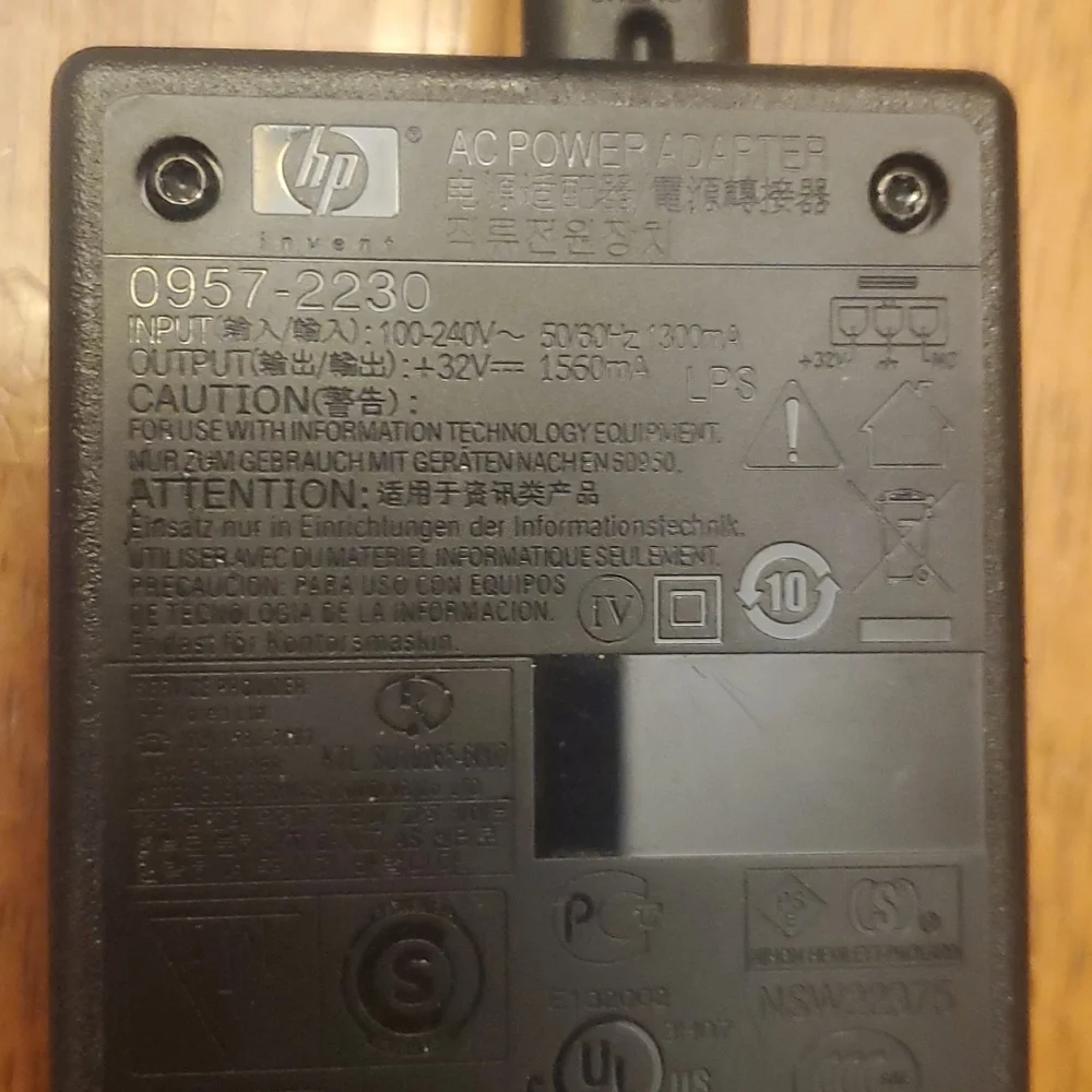 OEM HP AC Printer Power Adapter 0957-2230